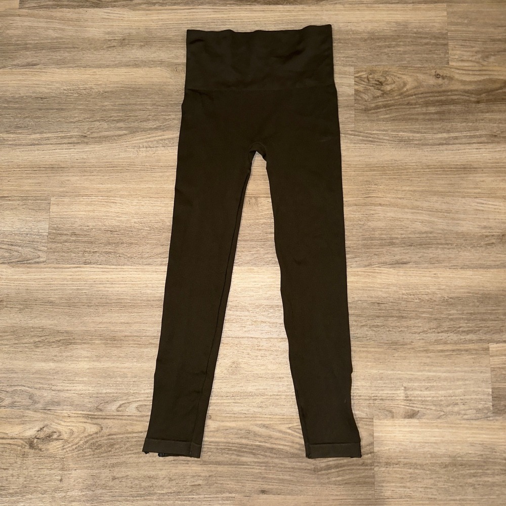 Spanx Olive‎ Seamless Ankle Zip Leggings Womens Large High Rise Shaping
